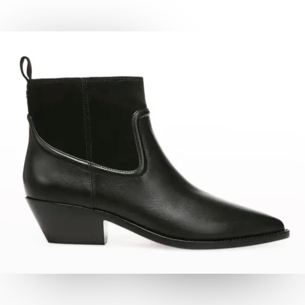 Veronica Beard Kinsley Mixed Leather Ankle Booties in Black Size 6.5 New